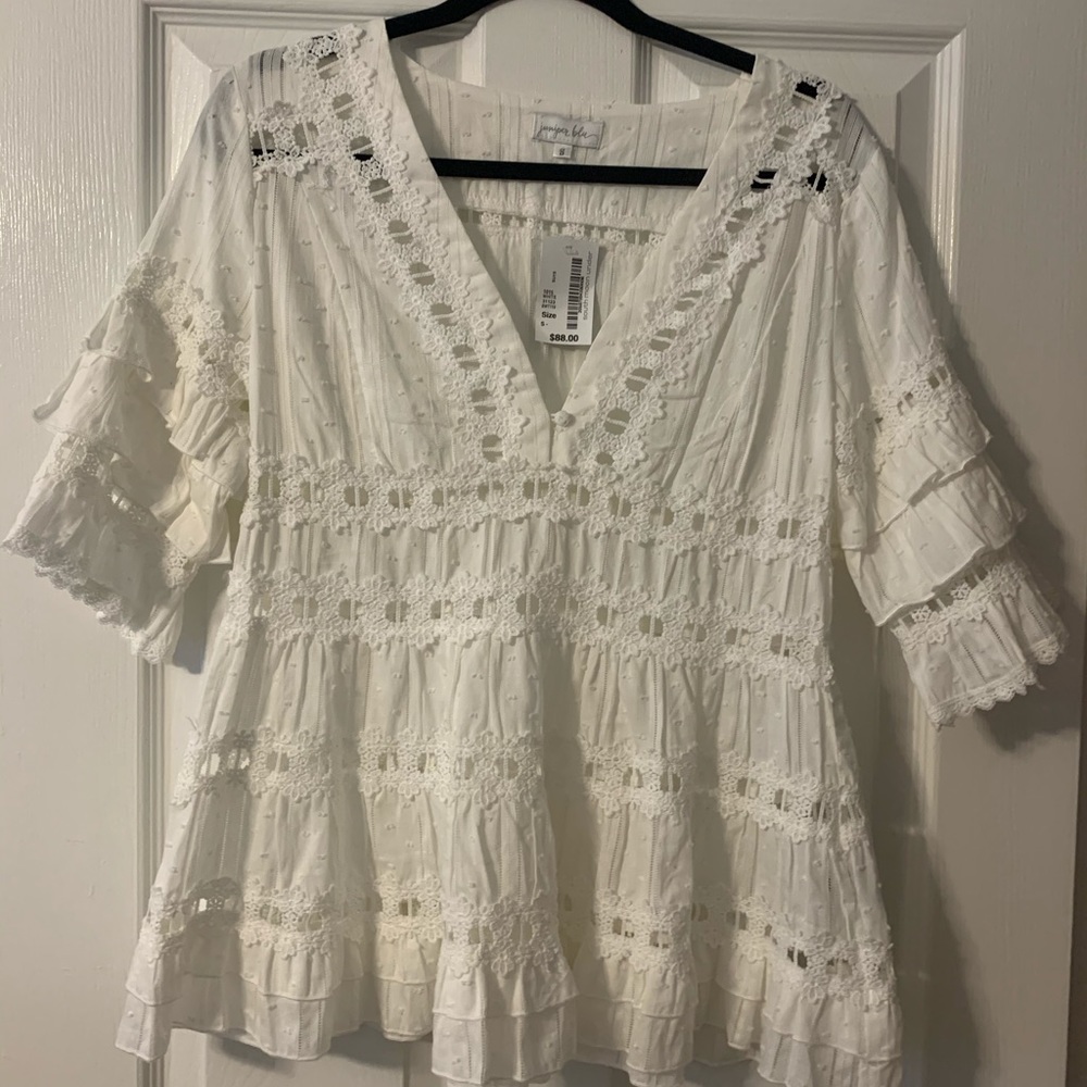 White eyelet top